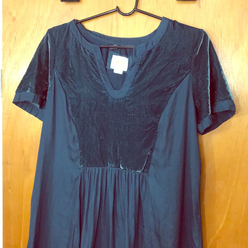 Anthropologie velvet design blue dress